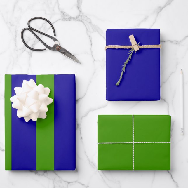 Frühling Grün und Blau Geschenkpapier Set (Vorderseite)