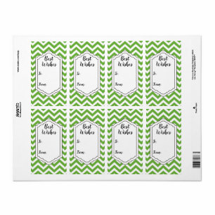 Frühling Grün & Weiß Chevron Hochzeitsaufkleber Et
