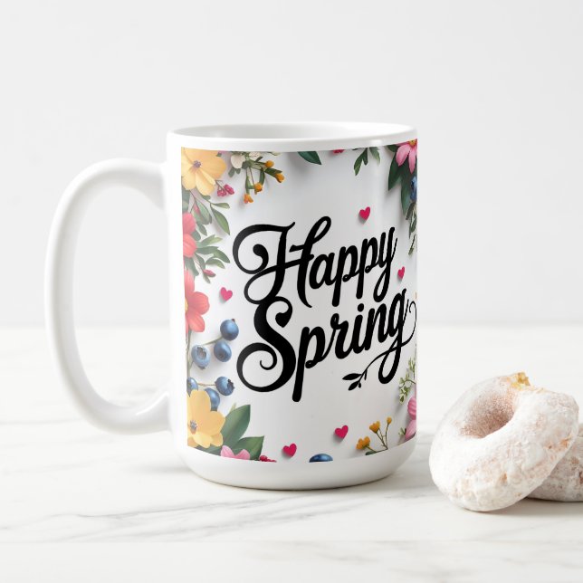 Frühling: "HAPPY SPRING" Kaffeetasse (Mit Donut)