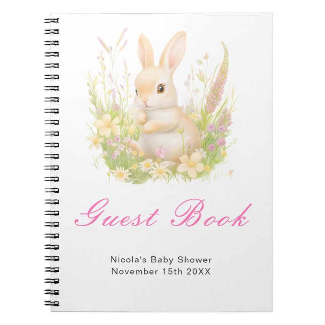 Frühling Hasen Baby Shower Gästebuch Notizblock (Vorderseite)