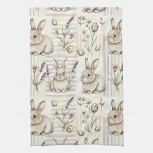 Frühling Hasen Lavendel Blumen Ei Geschirrtuch