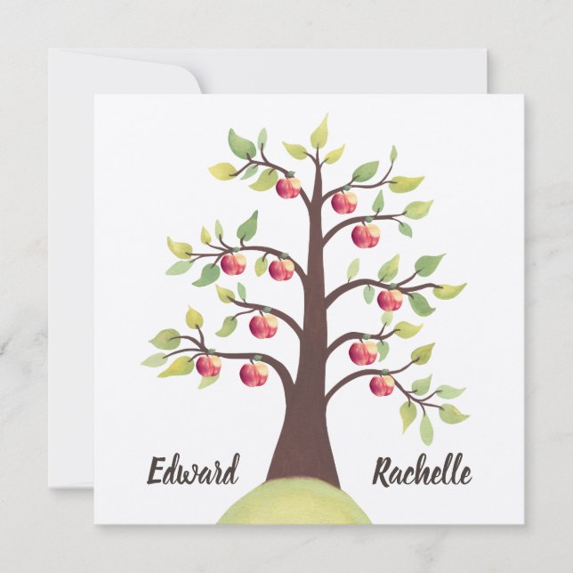 Frühling Herbst Verlobung Hochzeitsapfel Baum Einladung (Vorderseite)