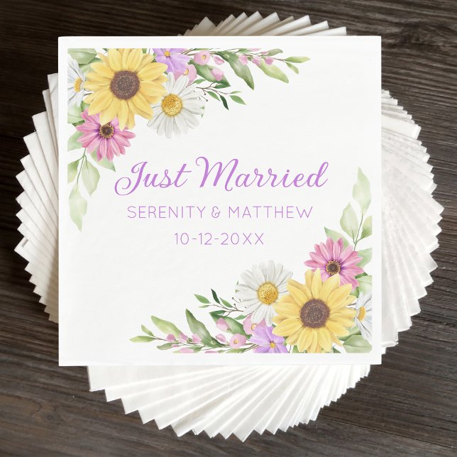 Frühling Hochzeit Wildblume Sonnenblume Gerade Ver Serviette (Von Creator hochgeladen)