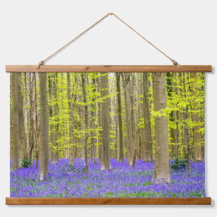 Frühling im Blauen Wald Wandteppich Mit Holzrahmen