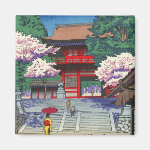 Frühling im Kurama-Tempel Asano Takeji shin hanga Magnet