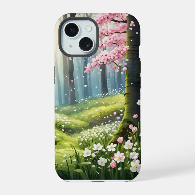 Frühling im Wald  iPhone 15 Hülle (Rückseite)