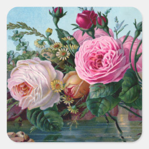 Frühling in Blütenaufkleber Quadratischer Aufkleber