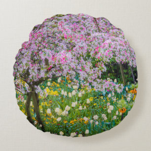 Frühling in Claude Monets Garten Rundes Kissen