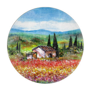FRÜHLING IN DER TUSKANA-LANDSCHAFT Blumenfelder Schneidebrett