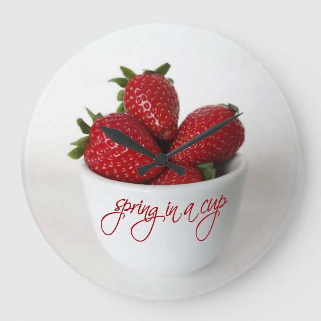 Frühling in einer Schale Große Wanduhr (Vorderseite)