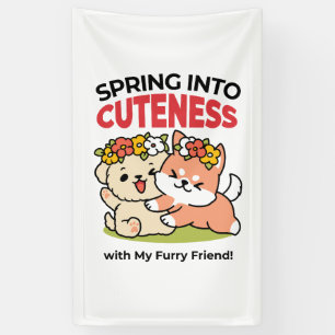 Frühling in Farbe - Adorable Hunde Illustration Banner
