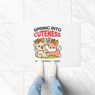 Frühling in Farbe - Adorable Hunde Illustration Fußmatte
