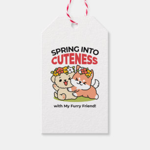 Frühling in Farbe - Adorable Hunde Illustration Geschenkanhänger