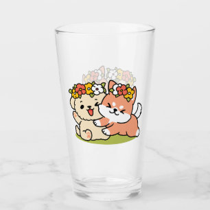 Frühling in Farbe - Adorable Hunde Illustration Glas