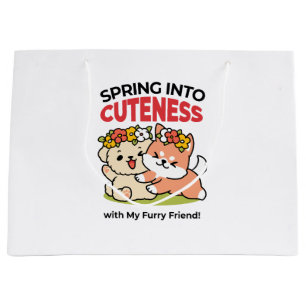 Frühling in Farbe - Adorable Hunde Illustration Große Geschenktüte