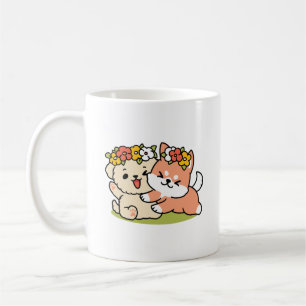 Frühling in Farbe - Adorable Hunde Illustration Kaffeetasse