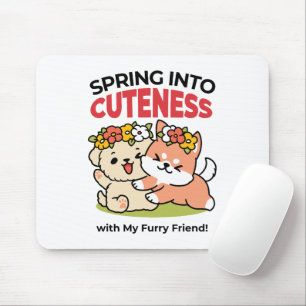 Frühling in Farbe - Adorable Hunde Illustration Mousepad