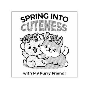 Frühling in Farbe - Adorable Hunde Illustration Permastempel