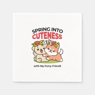Frühling in Farbe - Adorable Hunde Illustration Serviette