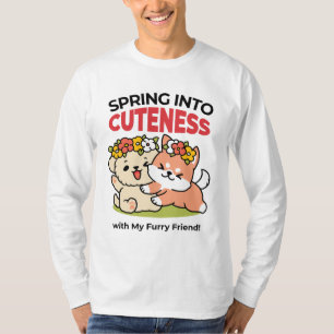 Frühling in Farbe - Adorable Hunde Illustration T-Shirt