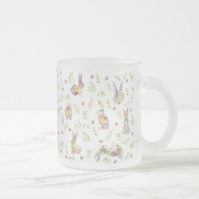 Frühling in Frühling Bunny Rabbit Wildblume Glass Mattglastasse (Rechts)