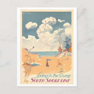 Frühling in Indiana Dunes Vintage Travel Poster Postkarte