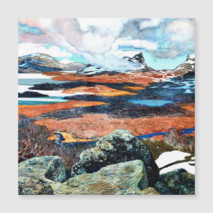 Frühling in Lappland, Kunstmalerei Magnetkarte