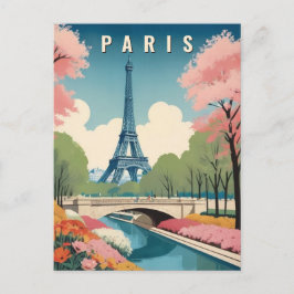 Frühling in Paris Frankreich Eiffelturm Retro Reis Postkarte