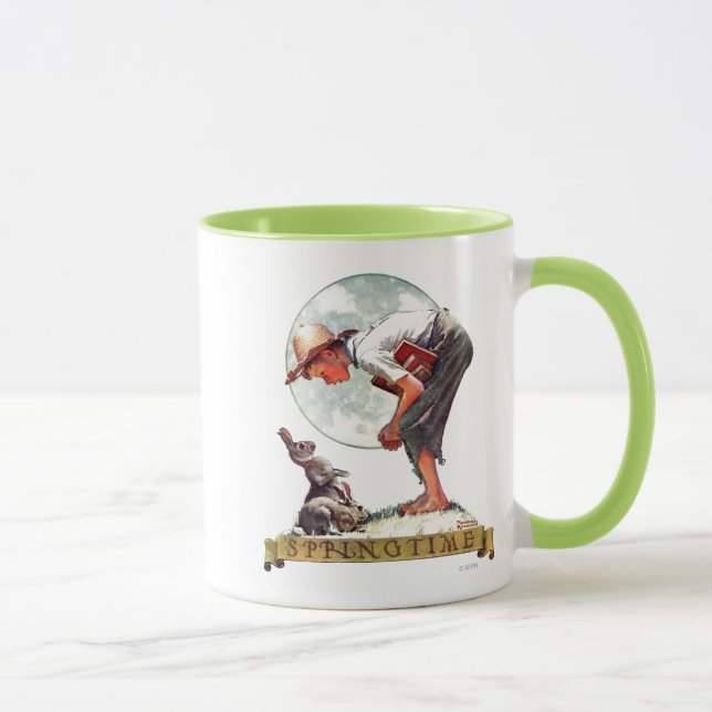 Frühling, Junge mit Kaninchen 1935 Tasse (Rechts)