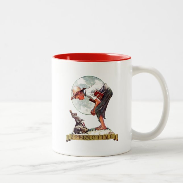 Frühling, Junge mit Kaninchen 1935 Zweifarbige Tasse (Rechts)