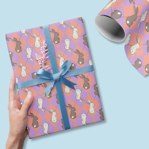 Frühling Kaninchen Rosa und Lila Pastell Argyle  Geschenkpapier