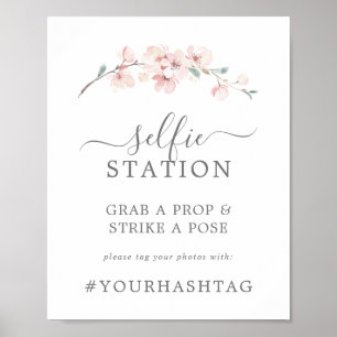Frühling Kirschblüten Selfie-Station Hashtag-Schil Poster