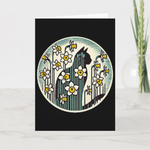 Frühling Kitty Katze Illustration Osterglocke Katz Karte