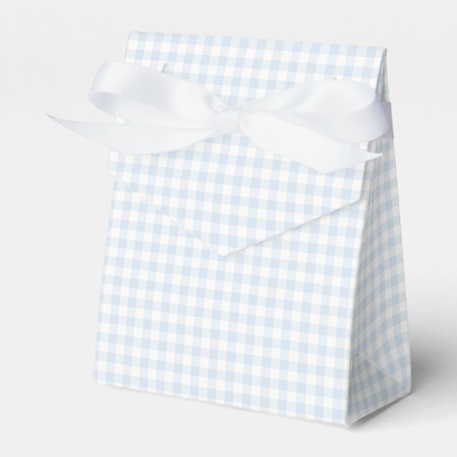 Frühling Klassisches Gingham | Puderblau Geschenkschachtel (Vorderseite)