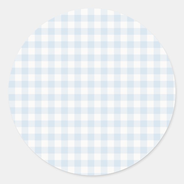 Frühling Klassisches Gingham | Puderblau Runder Aufkleber (Vorderseite)