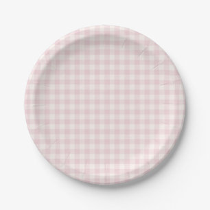Frühling Klassisches Gingham Sanftes Rosa Pappteller