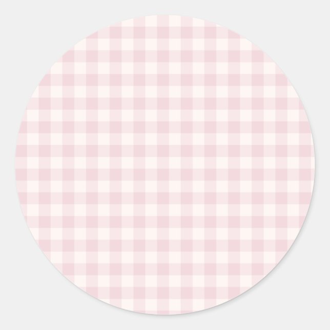 Frühling Klassisches Gingham | Soft Blush Runder Aufkleber (Vorderseite)
