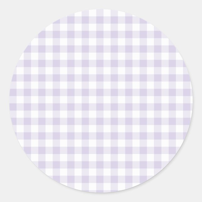 Frühling Klassisches Gingham | Staubiges Lavendel Runder Aufkleber (Vorderseite)
