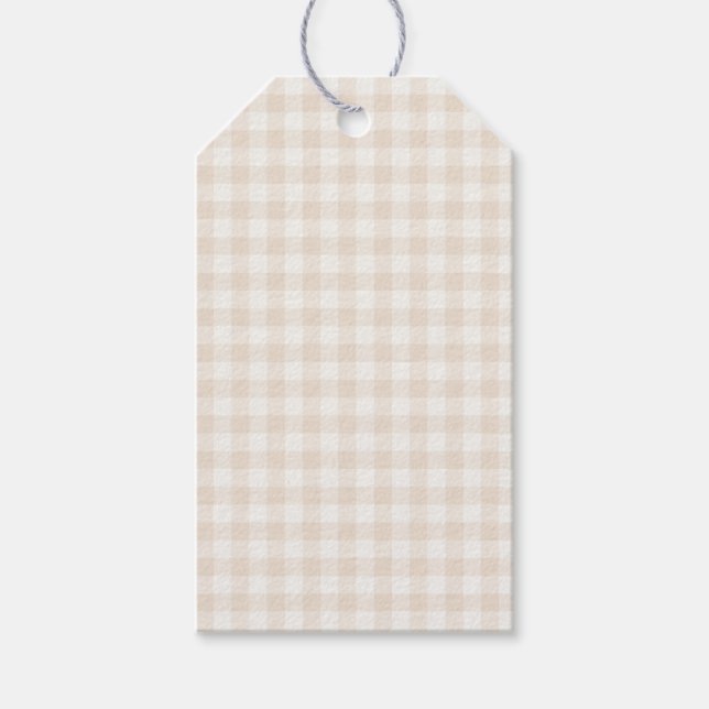 Frühling Klassisches Gingham | Weicher Leinen Geschenkanhänger (Vorderseite)