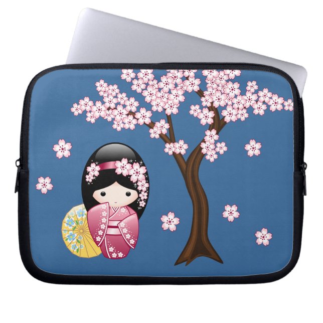 Frühling Kokeshi Puppe - niedlicher japanischer Laptopschutzhülle (Vorderseite)