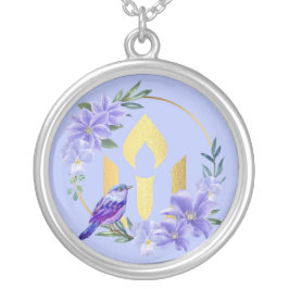 Frühling lila und Gold Unitarian Universalism chal Versilberte Kette