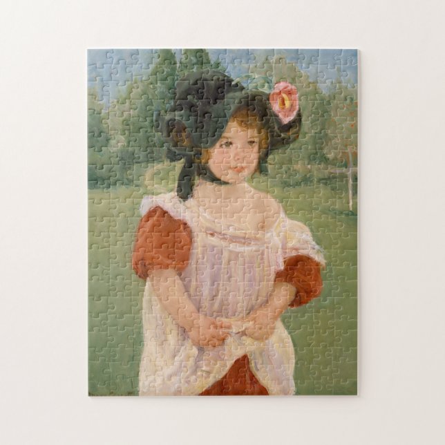 Frühling: Margot stehend in einem Garten | 1900 Puzzle (Vertikal)