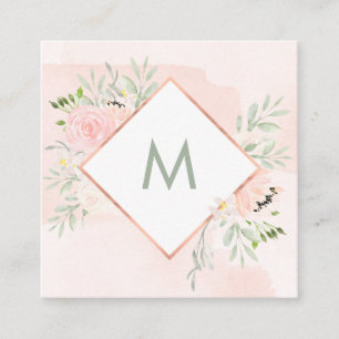 Frühling mit Blumen mit Aquarell-Wäsche des Quadratische Visitenkarte