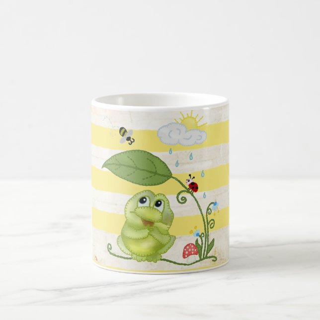 Frühling mit Frosch Kaffeetasse (Mittel)