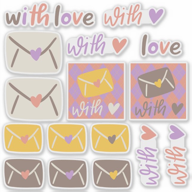 Frühling mit Liebe Umschläge und Herzen Aufkleber (Send your letters, cards, and notes to a pen pal with extra love with this sticker collection.)