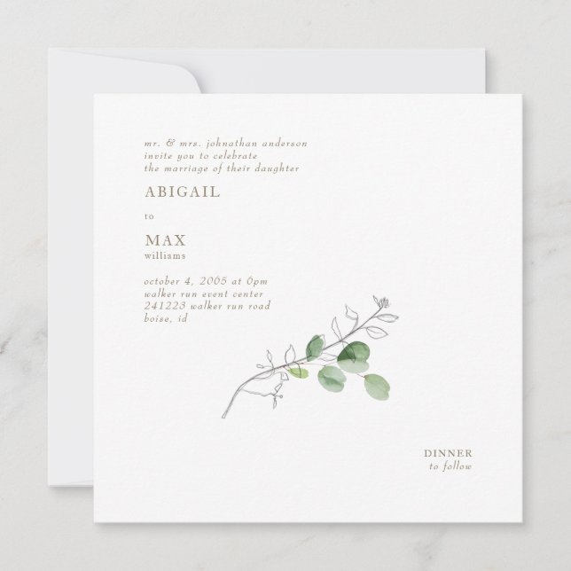 Frühling Moderne Wasserfarbe Botanischer Platz Einladung (Vorderseite)