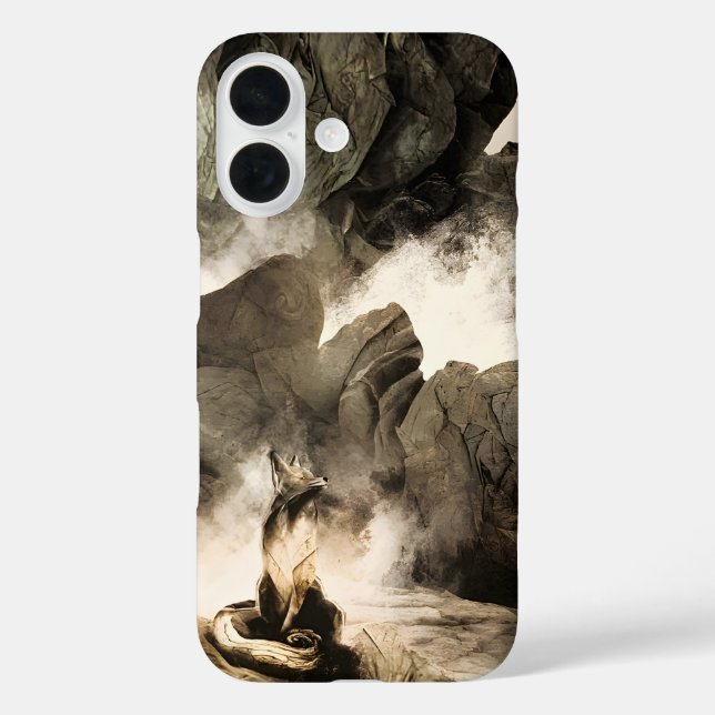 Frühling Mystischer Fuchs Nebelberg Minimalistisch Case-Mate iPhone Hülle (Rückseite)