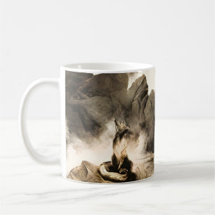 Frühling Mystischer Fuchs Nebelberg Minimalistisch Kaffeetasse