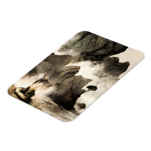 Frühling Mystischer Fuchs Nebelberg Minimalistisch Magnet