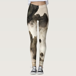 Frühling Mystischer Fuchs Nebeliger Berg Minimalis Leggings